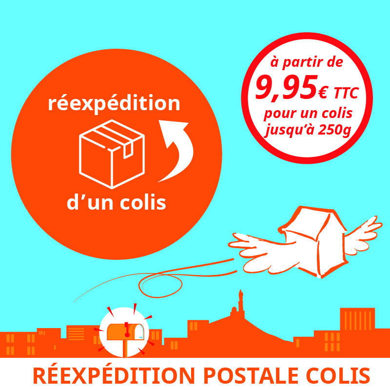 Service annexe à la boîte postale : réexpédition postale de colis jusqu'à 250g.